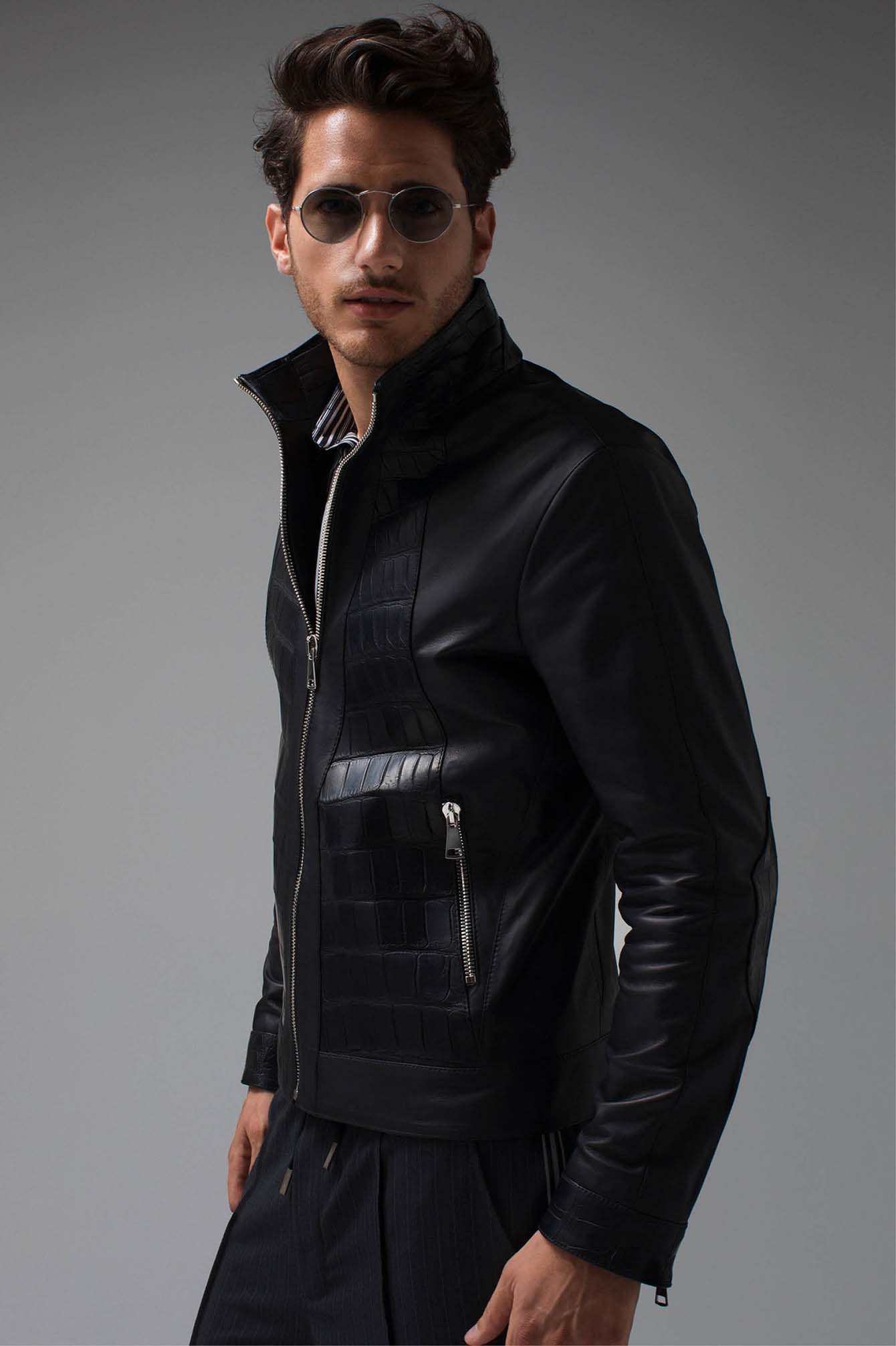 Кожаные куртки с мехом мужские чёрные