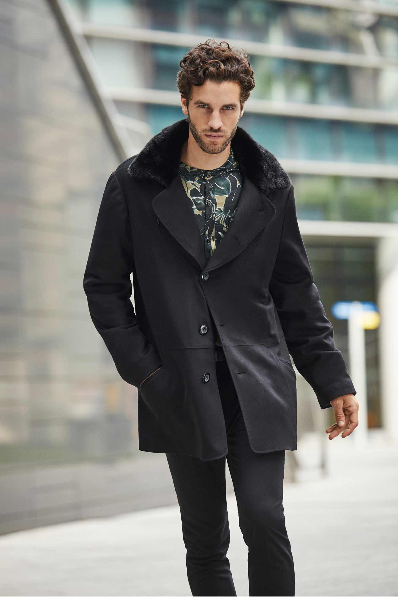 Кашемировое пальто мужское чёрное